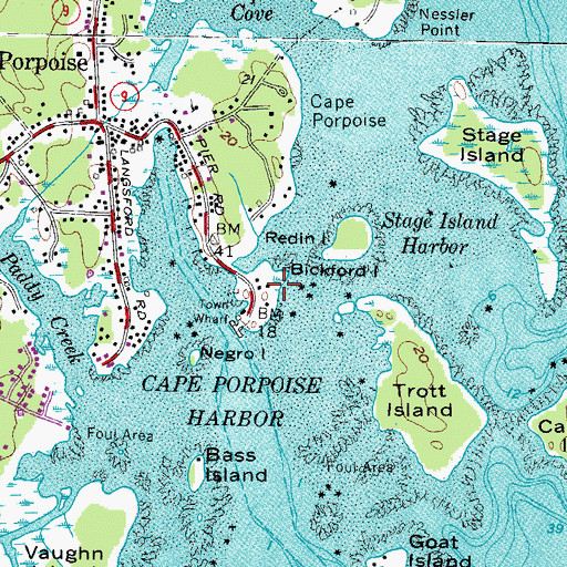 Topographic Map of Bickford Island, ME