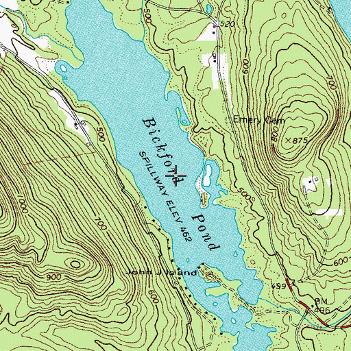 Topographic Map of Bickford Pond, ME
