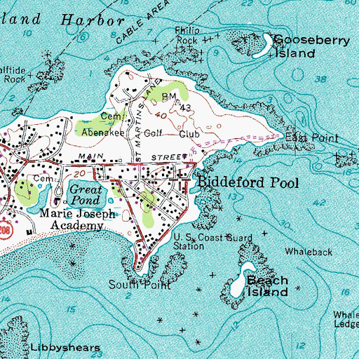 Topographic Map of Biddeford Pool, ME