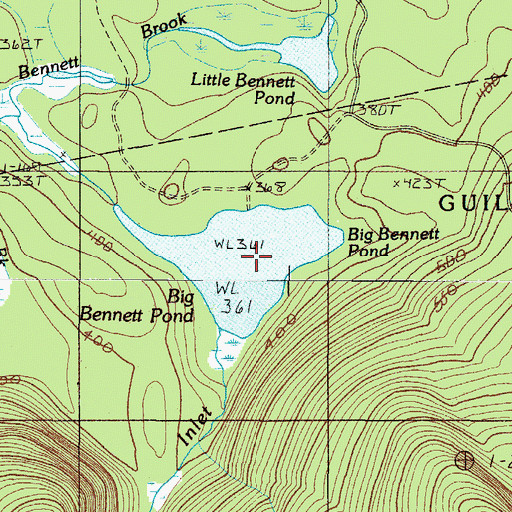 Topographic Map of Big Bennett Pond, ME