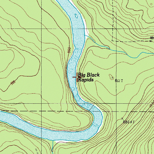 Topographic Map of Big Black Rapids, ME
