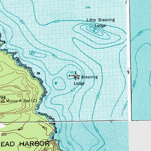 Topographic Map of Big Breaking Ledge, ME