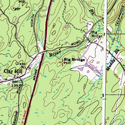 Topographic Map of Big Bridge Hill, ME
