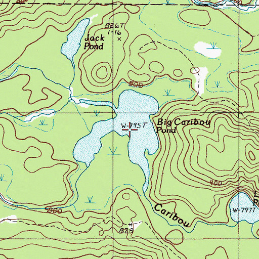 Topographic Map of Big Caribou Pond, ME