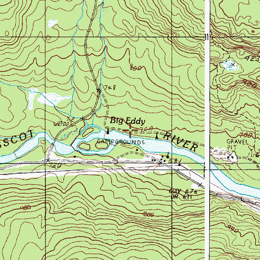 Topographic Map of Big Eddy, ME