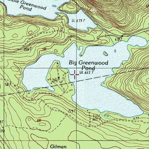 Topographic Map of Big Greenwood Pond, ME