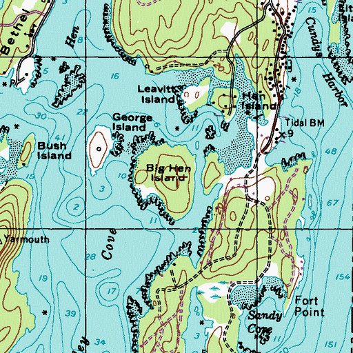 Topographic Map of Big Hen Island, ME