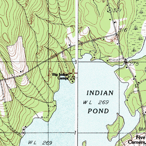 Topographic Map of Big Indian Camps, ME