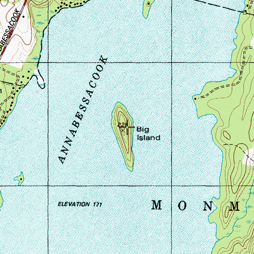 Topographic Map of Big Island, ME