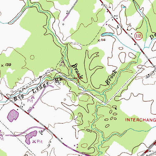 Topographic Map of Big Ledge Brook, ME