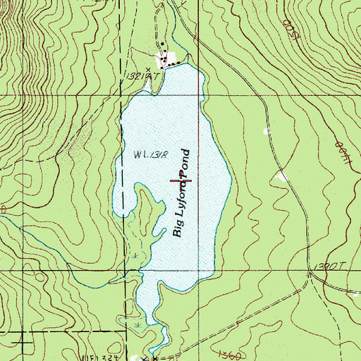Topographic Map of Big Lyford Pond, ME