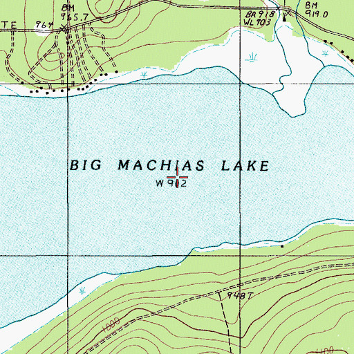 Topographic Map of Big Machias Lake, ME