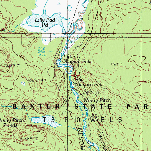 Topographic Map of Big Niagara Falls, ME