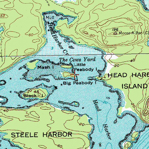 Topographic Map of Big Peabody Island, ME