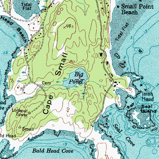 Topographic Map of Cape Small Pond, ME