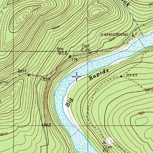 Topographic Map of Big Rapids, ME