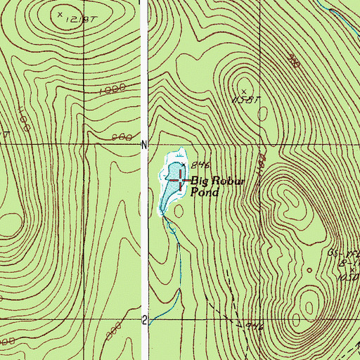 Topographic Map of Big Robar Pond, ME