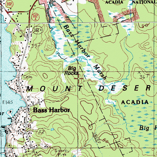 Topographic Map of Big Rocks, ME