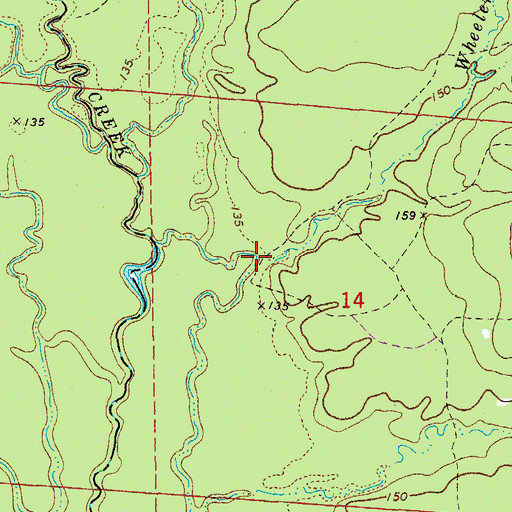 Topographic Map of Wheeler Branch, AR