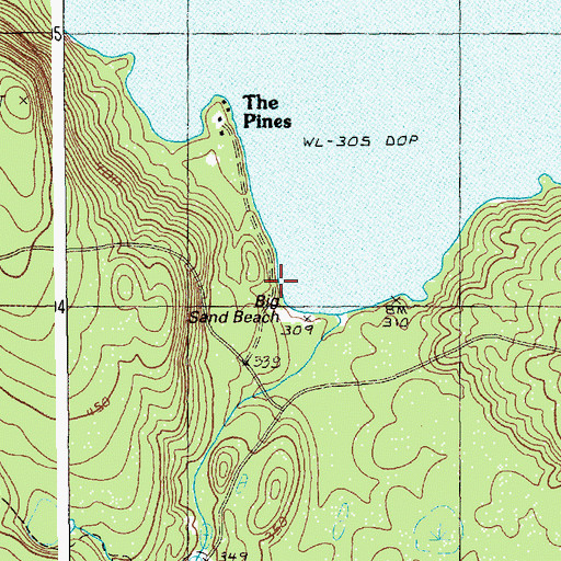 Topographic Map of Big Sand Beach, ME