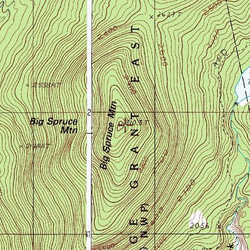Topographic Map of Big Spruce Mountain, ME