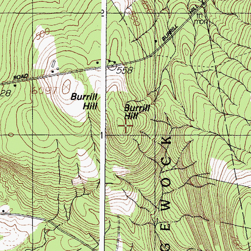 Topographic Map of Burrill Hill, ME