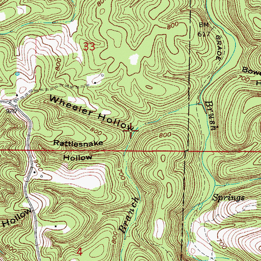 Topographic Map of Wheeler Hollow, AR