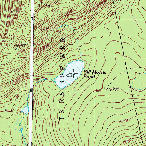 Topographic Map of Bill Morris Pond, ME
