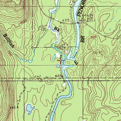 Topographic Map of Billfish Brook, ME