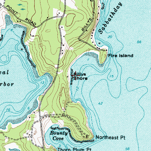 Topographic Map of Billys Shore, ME