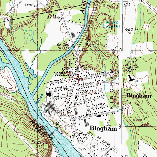 Topographic Map of Bingham, ME
