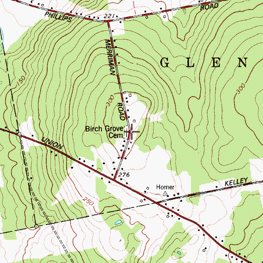 Topographic Map of Birch Grove Cemetery, ME