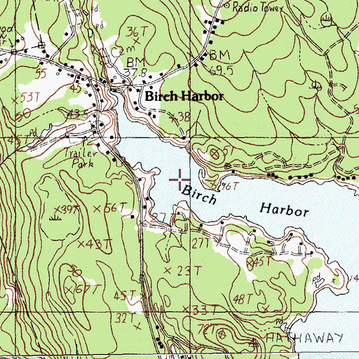 Topographic Map of Birch Harbor, ME