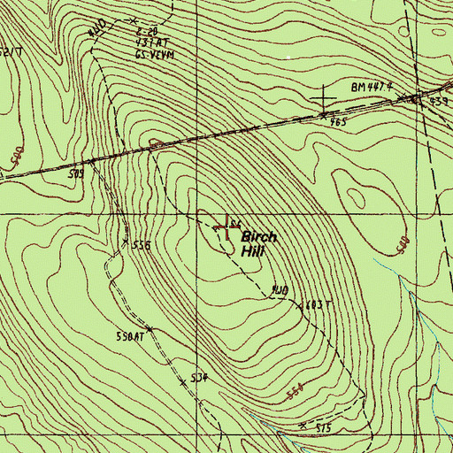 Topographic Map of Birch Hill, ME