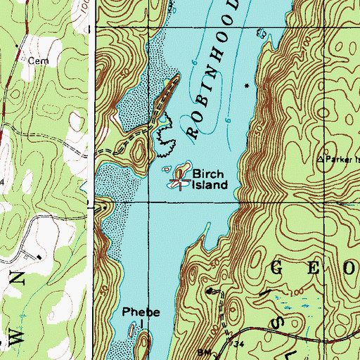 Topographic Map of Birch Island, ME