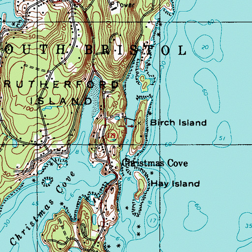 Topographic Map of Birch Island, ME