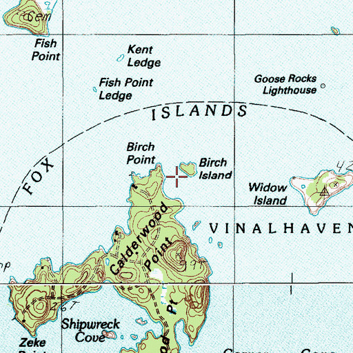 Topographic Map of Birch Island, ME