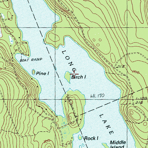 Topographic Map of Birch Island, ME