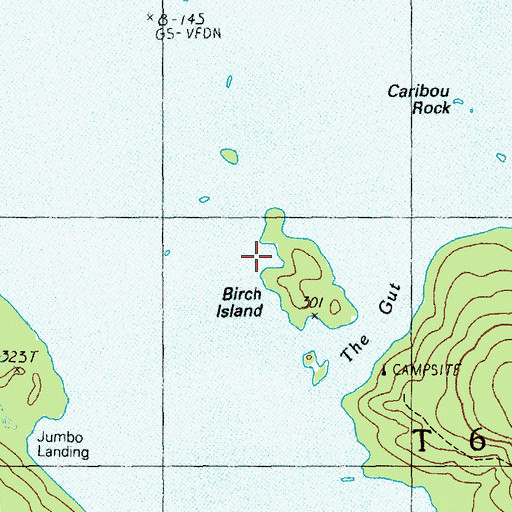 Topographic Map of Birch Island, ME