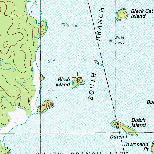Topographic Map of Birch Island, ME
