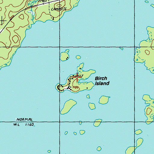 Topographic Map of Birch Island, ME