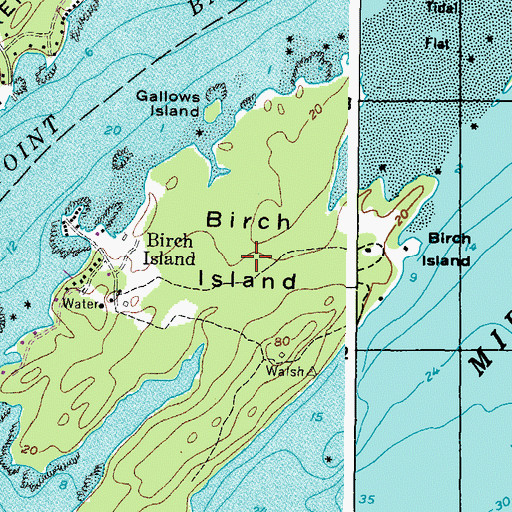 Topographic Map of Birch Island, ME