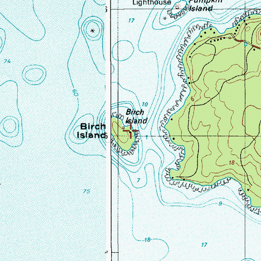 Topographic Map of Birch Island, ME