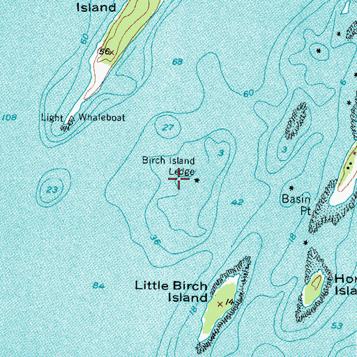 Topographic Map of Birch Island Ledge, ME