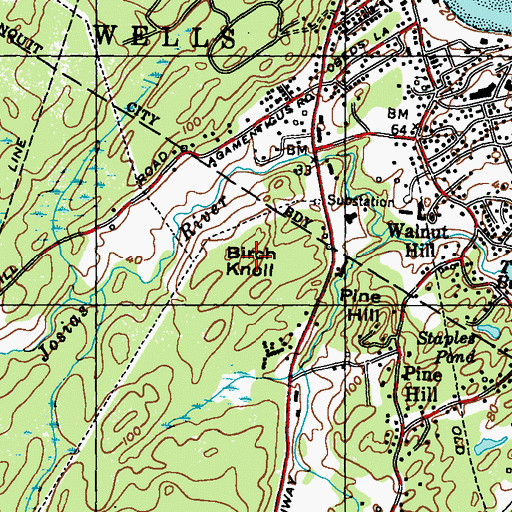 Topographic Map of Birch Knoll, ME