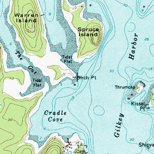 Topographic Map of Birch Point, ME