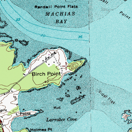 Topographic Map of Birch Point, ME