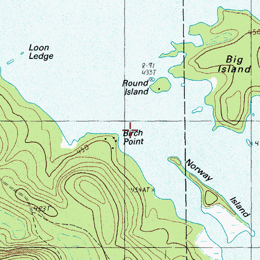 Topographic Map of Birch Point, ME