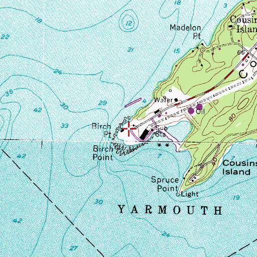Topographic Map of Birch Point, ME