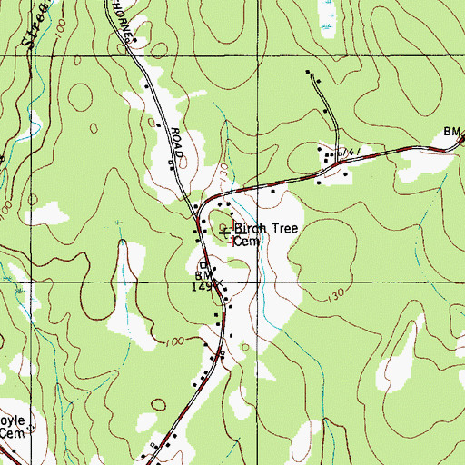 Topographic Map of Birch Tree Cemetery, ME
